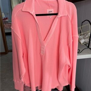 Aerie Women's Coral Waffle Knit Hoodie